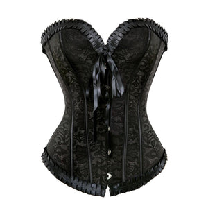Women Sexy Lace Floral Overbust Corset Waist Training Victorian Vintage Jacquard Corsets Bustiers Lingerie Top Plus Size S-6XL