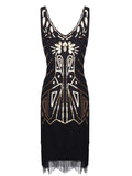 1920s Retro Sequin Tassel Dress Pin Bead Tassel Party Dinner Dress With Accessories