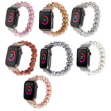 Pink Pearl Bling Correa for Apple Watch Band 38mm 40mm Series 6 5 4 3 Bracelet Women Stretchy Beaded Strap iWatch SE 42mm 44mm