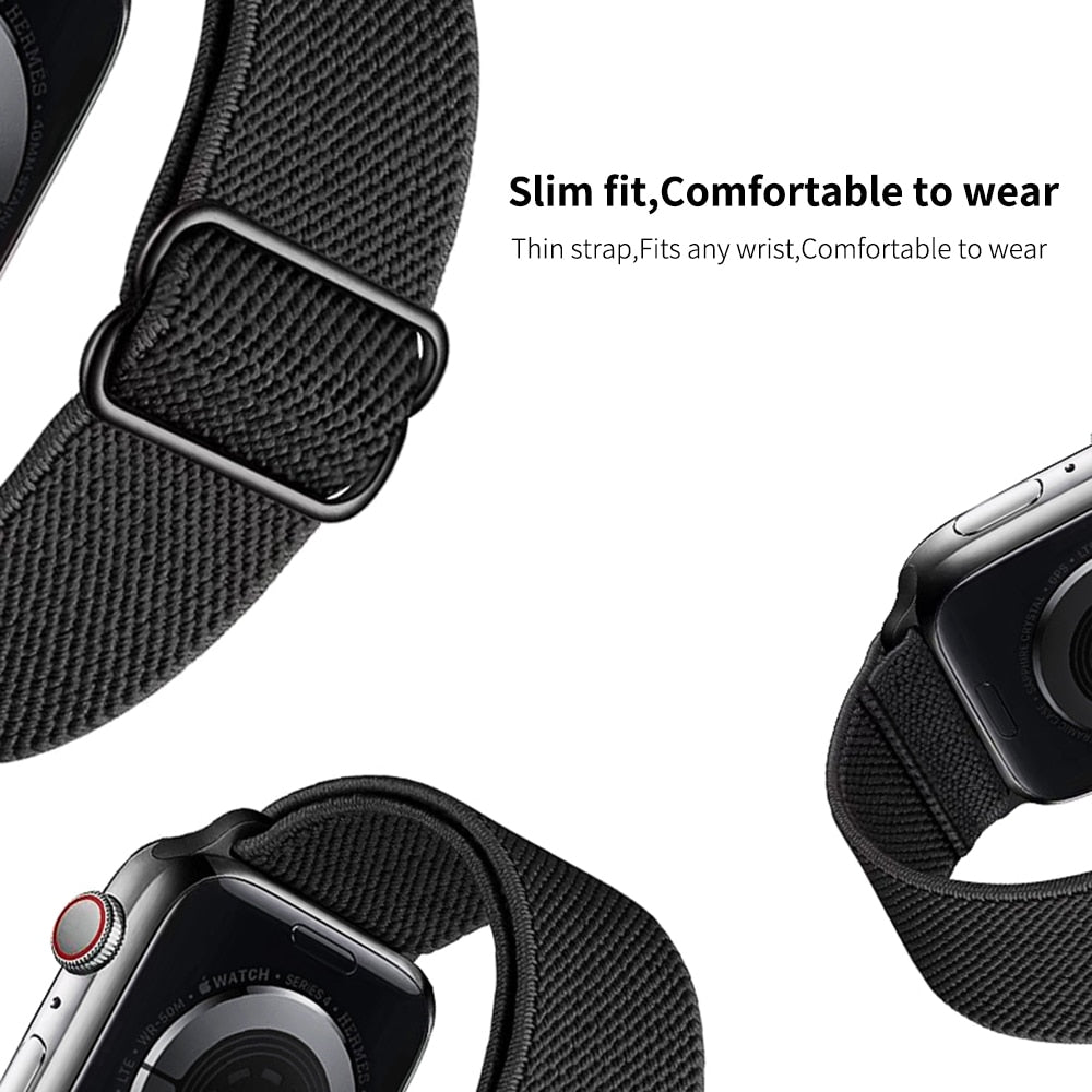 New Sport Solo Loop Band for Apple Watch Series 6 Se 5 4 3 Fabric Nylon Bracelet for IWatch 44mm 40mm 38mm 42mm Free Adjustment