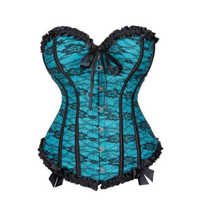 Women Corset Top Victorian Sexy Floral Lace Up Boned Overbust Corset Bustier Lingerie Waist Cincher Slim Body Shaper Corsets