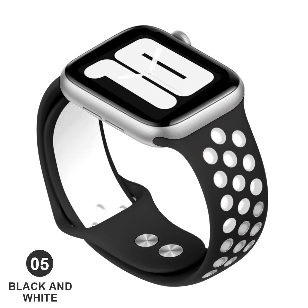 Band for Apple Watch 5 4 3 2 1 42MM 38MM soft Breathable strap Silicone Sports bands for Nike+ Iwatch series 5 4 3 40mm 44mm
