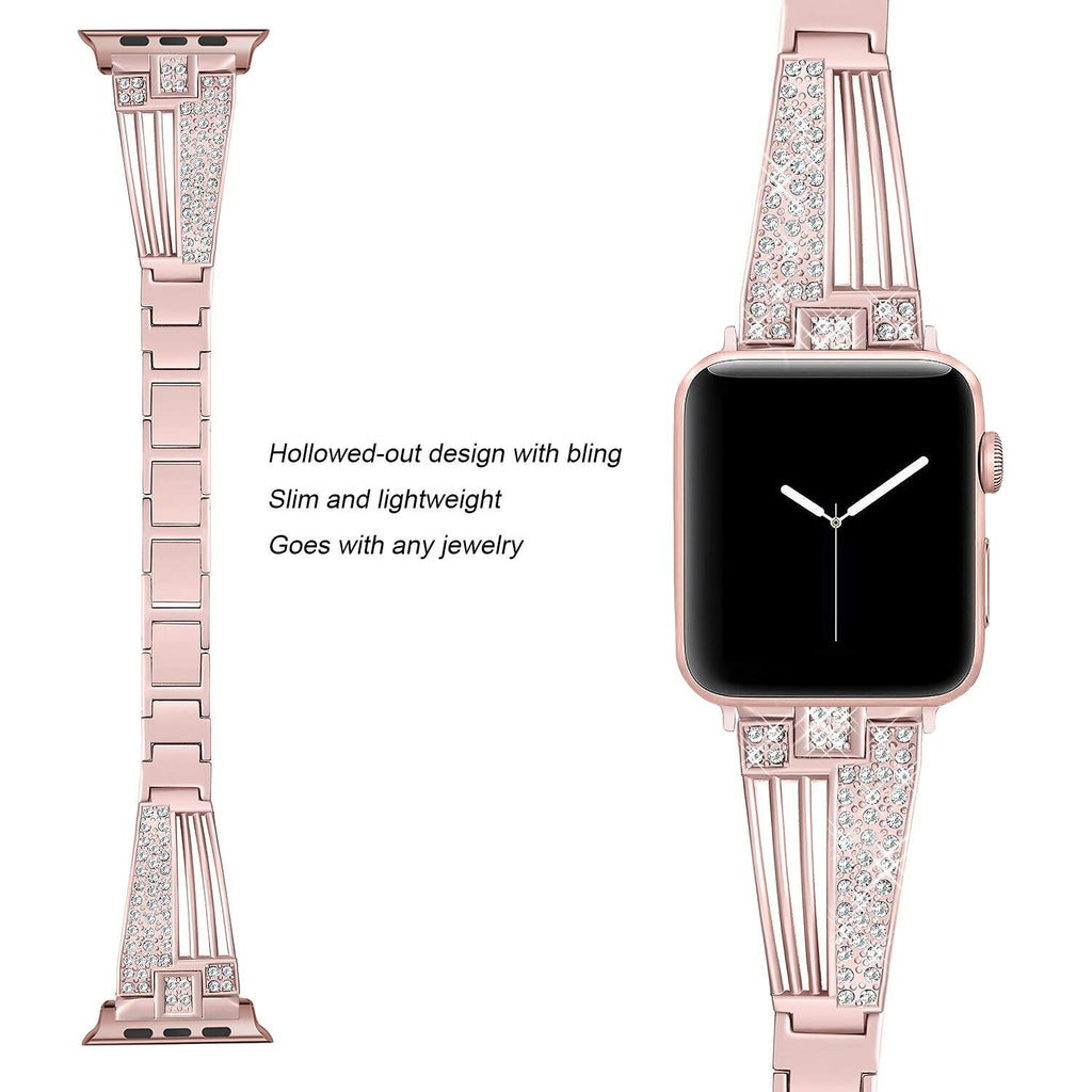 women diamond strap for apple watch series 5 4 3 2 band for iWatch 38mm 42mm 40mm 44mm stainless stee strap link bracelet