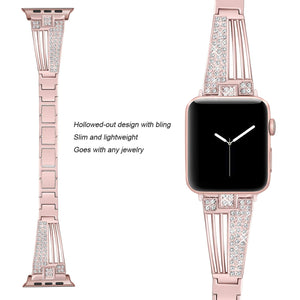 women diamond strap for apple watch series 5 4 3 2 band for iWatch 38mm 42mm 40mm 44mm stainless stee strap link bracelet