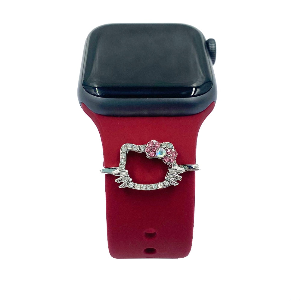 Decorative Ring for Apple Watch Band Charms for Samsung Galaxy Smart Watch Sport Silicone Strap Accessories with Bling Diamond