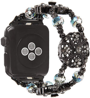 Luxury metal strap compatible Apple watch 44mm 42mm 40mm 38mm Elastic wristband for iwatch 6 5 4 3 2 1SE Hand-beaded metal strap