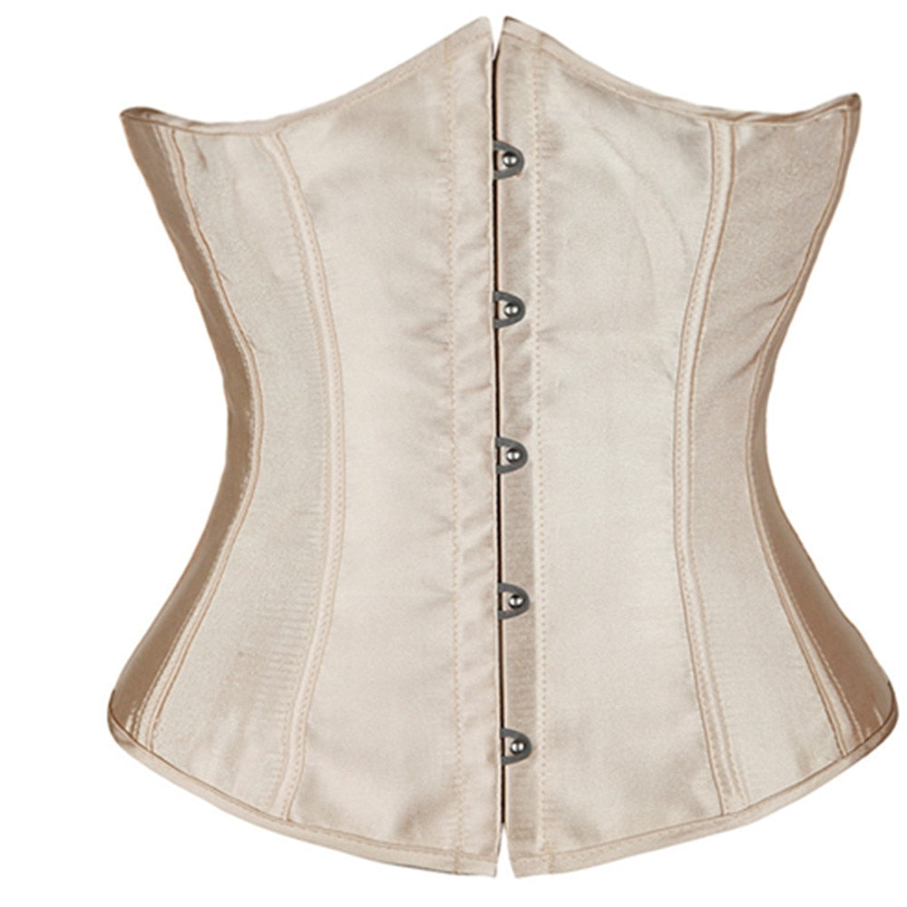Sexy Solid Corset Waist Shapers Everyday Waist Cinchers Slimming Shapewear Lace Up Satin Underbust Corsets S-6XL