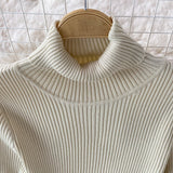 Autumn Winter Midi Dresses For Women Turtleneck Long Sleeve Solid Elegant Ribbed Knitted Dress Sexy Bodycon Dress