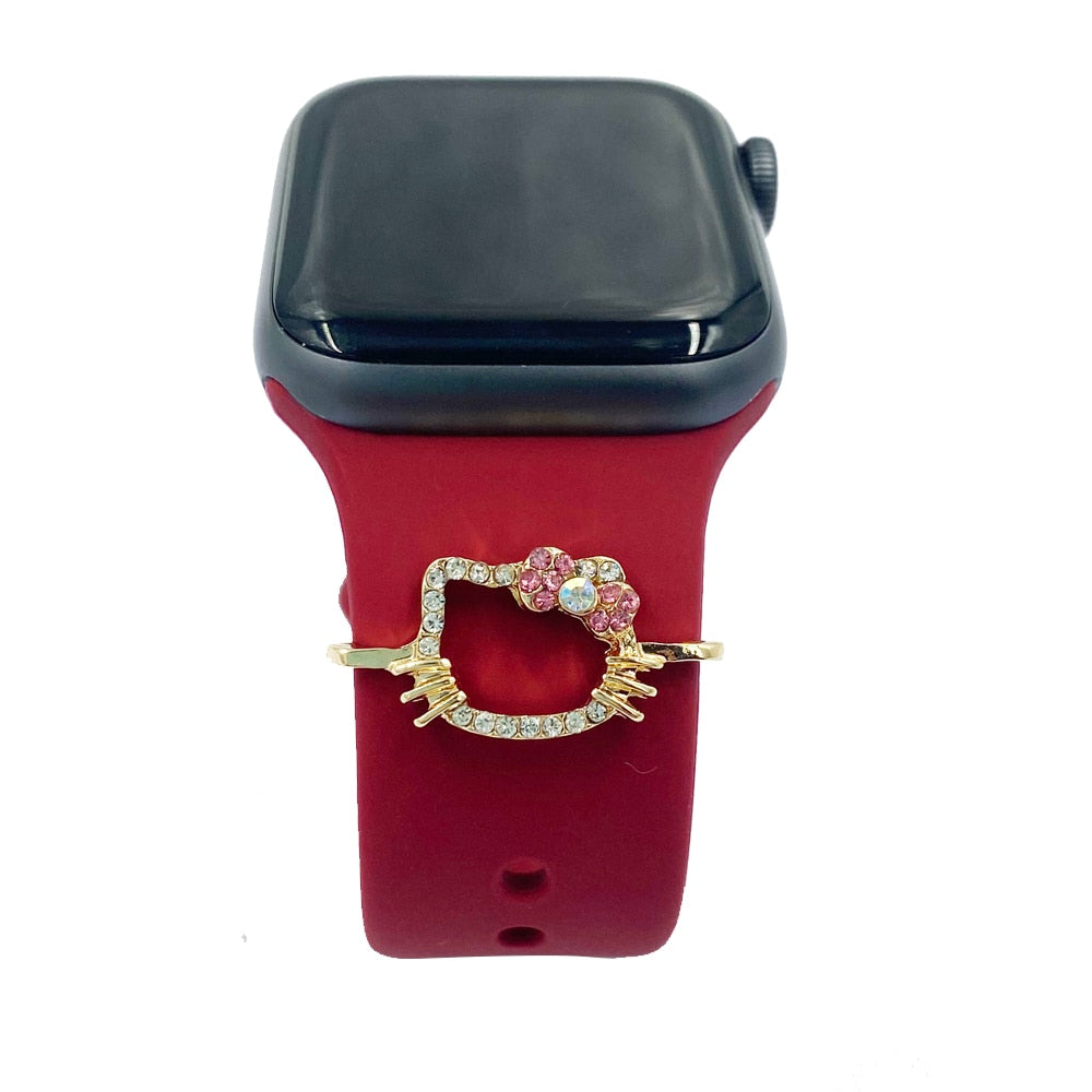 Decorative Ring for Apple Watch Band Charms for Samsung Galaxy Smart Watch Sport Silicone Strap Accessories with Bling Diamond