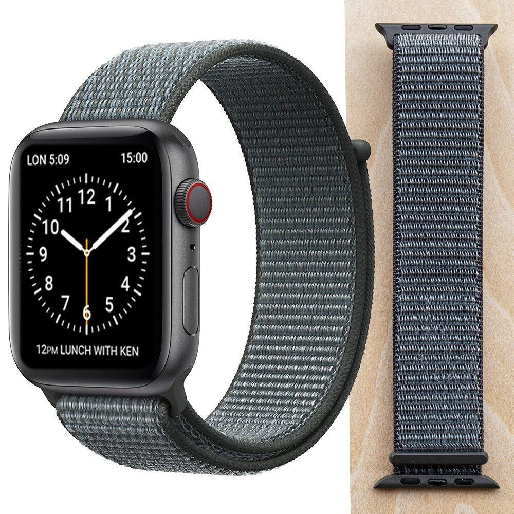 High Quality Nylon Sport Loop Replacment for Apple Watch band 44mm Series 5 4 3 2 1 Breathable Woven Strap 42mm iwatch 40mm 38mm