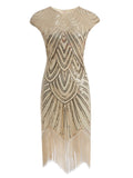Women's 1920S GATSBY Sequins O-neck Beaded Fringed Dress Hot Club & Night Out Dresses Sexy Fringed Night Club Dress