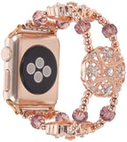 Metal elastic bracelet compatible Apple watch 44mm 42mm 40mm 38mm Replacement belt for iwatch 6 5 4 321SE Hand-beaded metal band