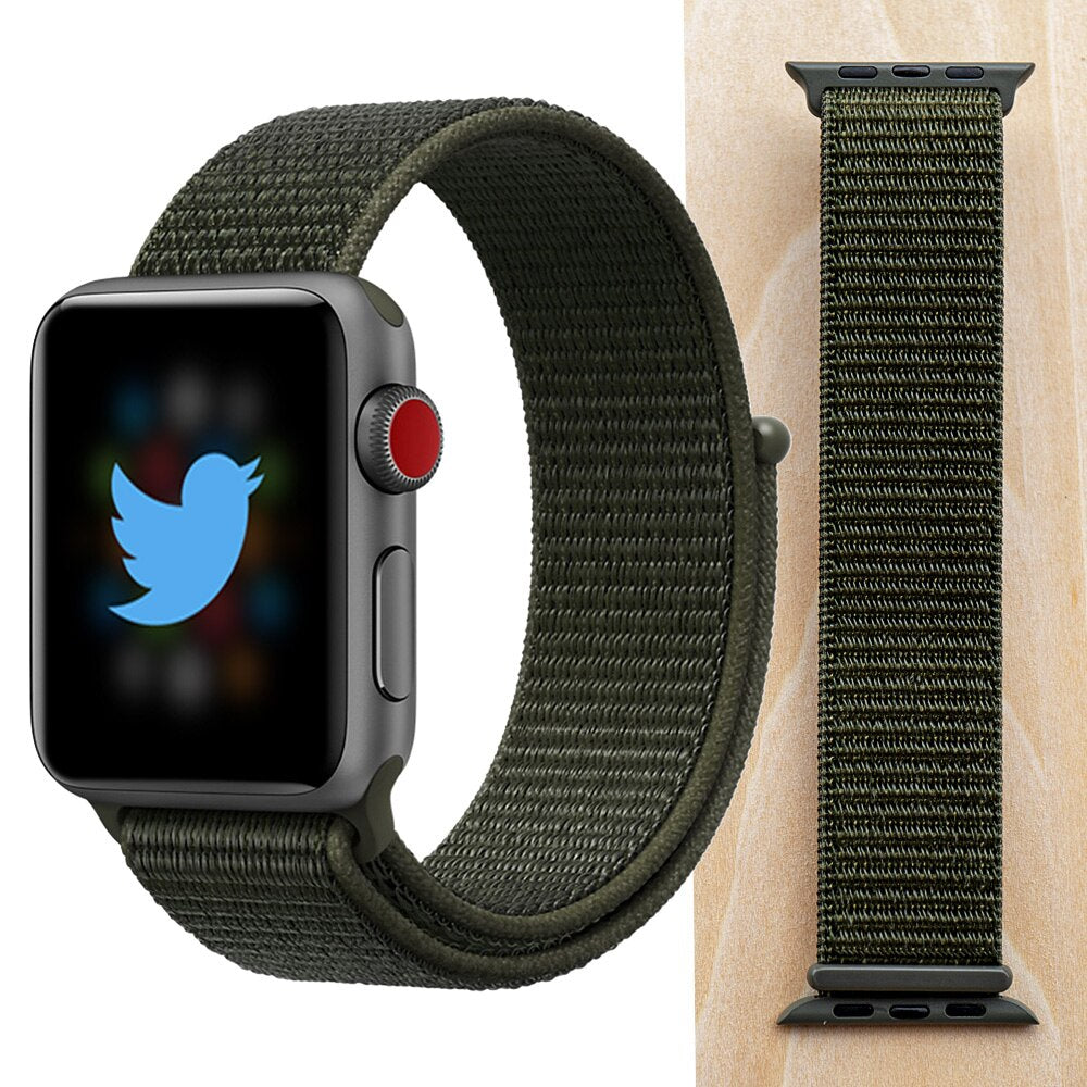 High Quality Nylon Sport Loop Replacment for Apple Watch band 44mm Series 5 4 3 2 1 Breathable Woven Strap 42mm iwatch 40mm 38mm