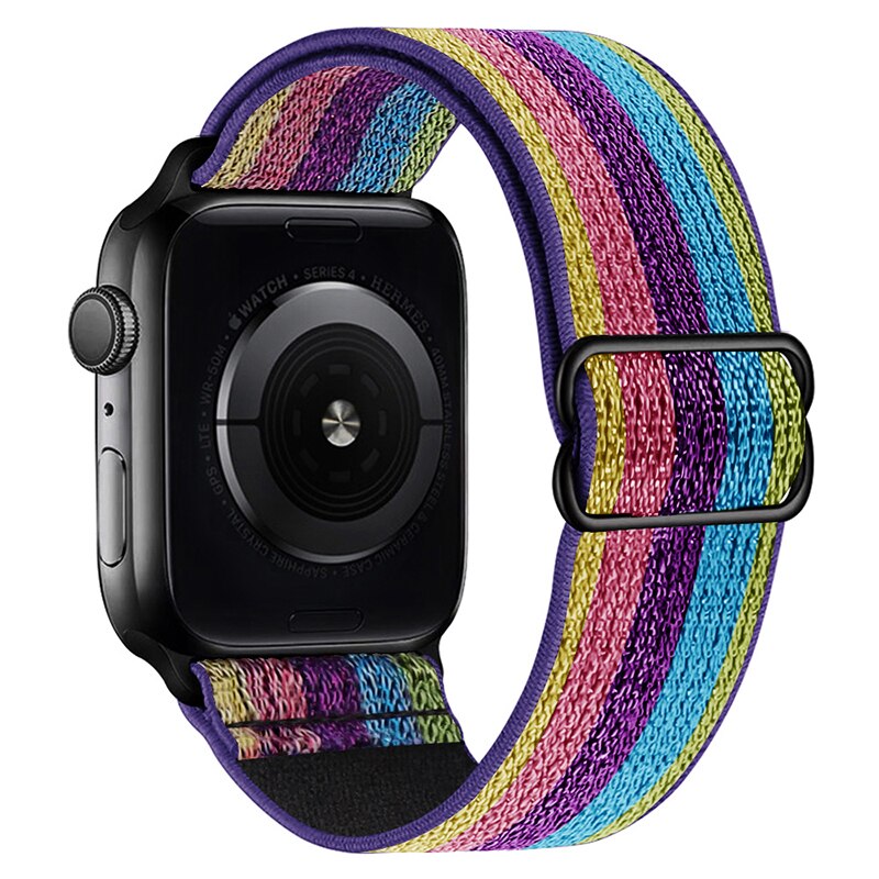 Adjustable Elastic Nylon solo Loop Strap for Apple watch band 44mm 40mm 38mm 42mm Scrunchie bracelet iWatch series 3 4 5 6 se