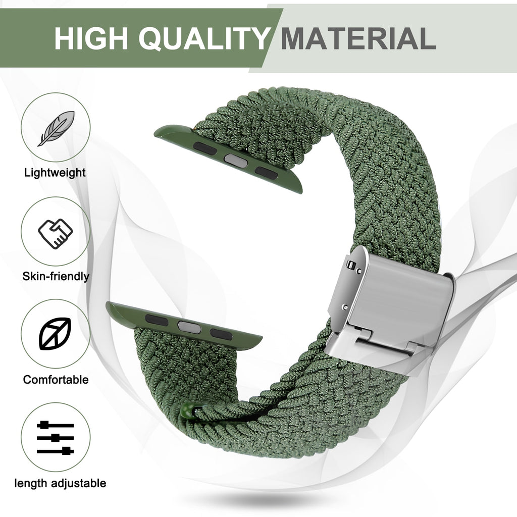 Adjustable elastic nylon Apple Watch Bands 44mm 40mm 38mm 42mm, iWatch Bands for Women Men, Adjustable Braided Solo Loop