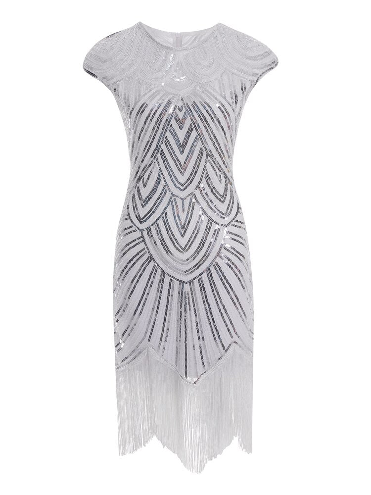 Women's 1920S GATSBY Sequins O-neck Beaded Fringed Dress Hot Club & Night Out Dresses Sexy Fringed Night Club Dress