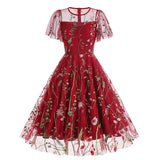 New 1950s Floral Patchwork Lace Dress
