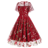 New 1950s Floral Patchwork Lace Dress