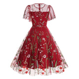 New 1950s Floral Patchwork Lace Dress