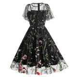 New 1950s Floral Patchwork Lace Dress