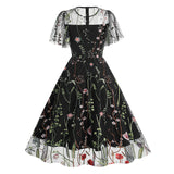 New 1950s Floral Patchwork Lace Dress