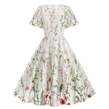 New 1950s Floral Patchwork Lace Dress