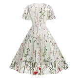 New 1950s Floral Patchwork Lace Dress