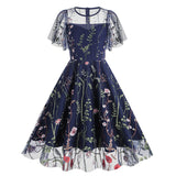 New 1950s Floral Patchwork Lace Dress
