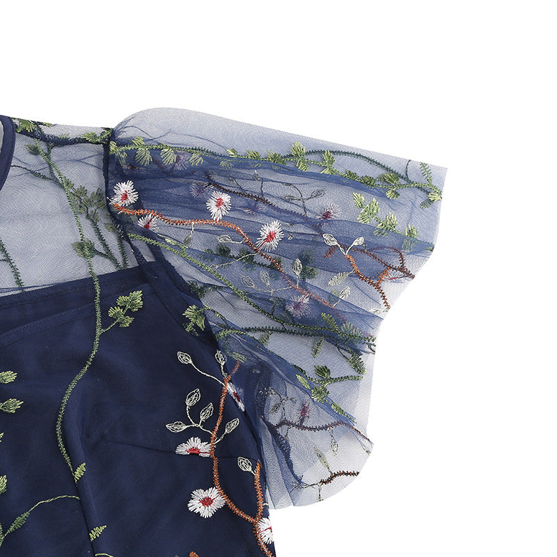 New 1950s Floral Patchwork Lace Dress