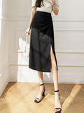 High Waist Women Summer Fashion Korean Style Solid Color All-match Ladies Elgant Long Pencil Skirts