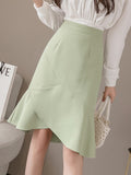 High Waist Mermaid Women Summer Korean Style All-match Knee-length Office Lady Elegant Skirt
