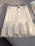 Fashion Women All-match Preppy Style Summer Korean Style High Waist Slim A-line Wrap Hip Short Skirt