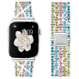 Diamond Strap for Apple Watch Band 7 6 41mm 45mm 38/42mm 40/44mm Jewelry Metal Bracelet Belt for iWatch Series SE 5 3 Wristbands
