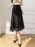 High Waist Lace Women Summer Korean Style Vintage All-match Office Lady Elegant Long Skirt