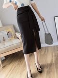 High Waist Women Office Style All-match Mid-calf Length Ladies Elegant Long Pencil Skirt