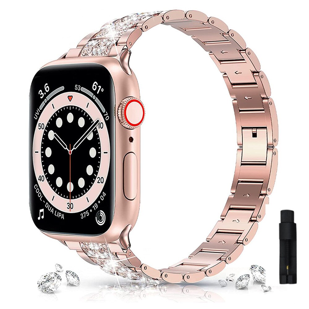 Diamond Strap for Apple Watch Band 7 6 41mm 45mm 38/42mm 40/44mm Women's Jewelry Metal Bracelet for iWatch Series 7 SE 5 3 Bands