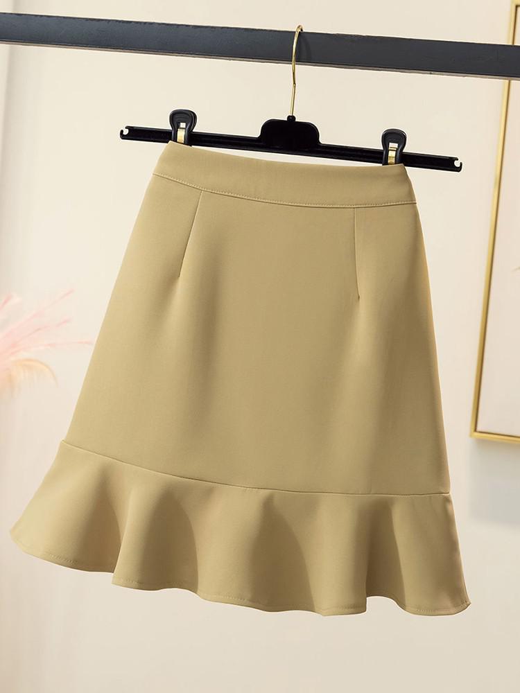 High Street Elegant Women Fishtail Skirt Summer Korean Style High Waist Wrap Hip Mini Short Skirt