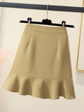 High Street Elegant Women Fishtail Skirt Summer Korean Style High Waist Wrap Hip Mini Short Skirt