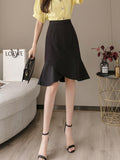 High Waist Mermaid Women Summer Korean Style All-match Knee-length Office Lady Elegant Skirt