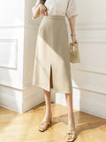 High Waist A-line Women Summer Korean Style Solid Color All-match Ladies Elegant Long Skirt