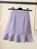 High Street Elegant Women Fishtail Skirt Summer Korean Style High Waist Wrap Hip Mini Short Skirt