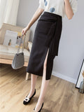 High Waist Women Office Style All-match Mid-calf Length Ladies Elegant Long Pencil Skirt