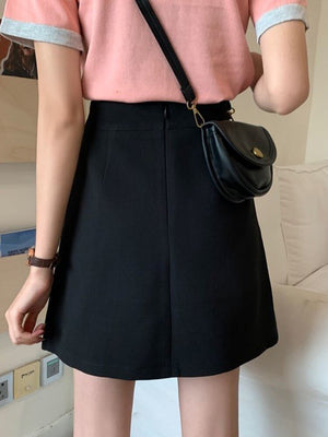 High Waist Casual Women Short Skirts Summer Black All-match Irregular A-line Mini Skirt