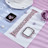 Women Diamond Case + Strap for Apple Watch Band 7 6 41mm 45mm 40mm 44mm Metal Bracelet for iWatch Series 7 SE 3 Jewelry Cover