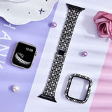 Women Diamond Case + Strap for Apple Watch Band 7 6 41mm 45mm 40mm 44mm Metal Bracelet for iWatch Series 7 SE 3 Jewelry Cover