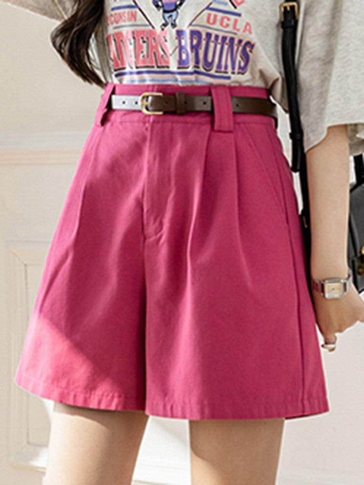 High Waist Casual Women Comfortable Cotton Solid Color All-matched Loose Short Pants