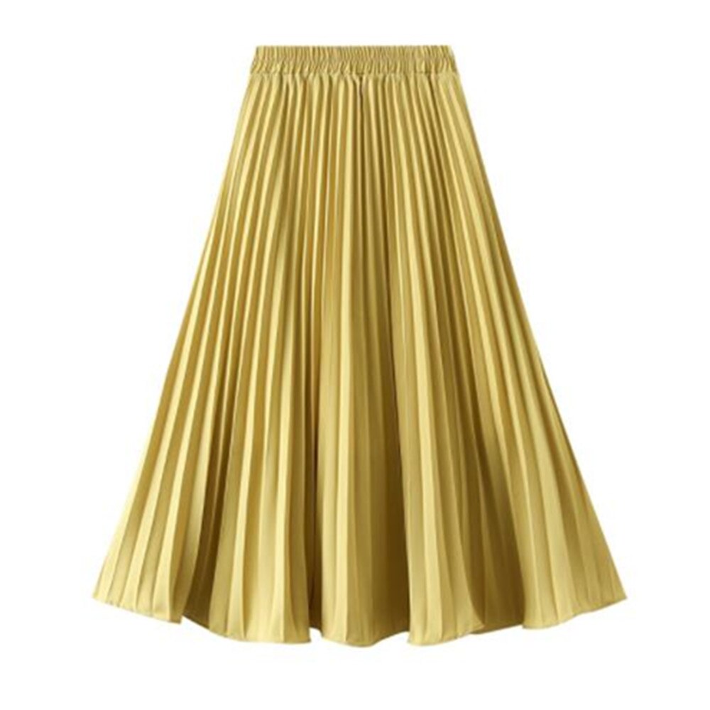 Summer Chiffon Long Maxi Skirt Women Pleated Beach Boho Solid Casual Elastic Waist Midi A-Line Skirt