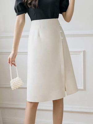 High Waist Elegant Women Korean Style All-match Office Lady Knee-length A-line Skirts