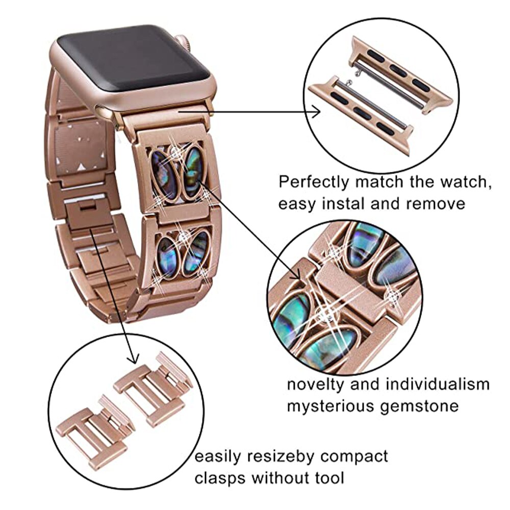 Diamond Strap for Apple Watch Band 7 6 41mm 45mm 38/42mm 40mm 44mm Jewelry Metal Bracelet for iWatch Series 7 SE 5 3 Wristbands