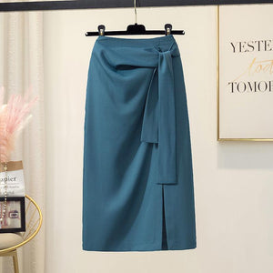 High Waist Split Women Summer Office Lady All-match Irregular Hip Wrap Skirts